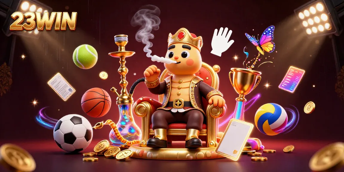 Experience thrilling wins with 23WIN in this dynamic casino scene showcasing sports and poker elements.