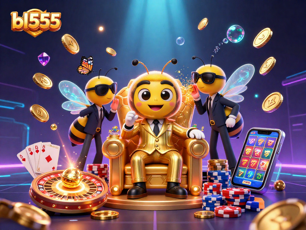 Experience thrilling gameplay at bl555 with vibrant characters surrounded by stacks of poker chips and sparkling winnings.