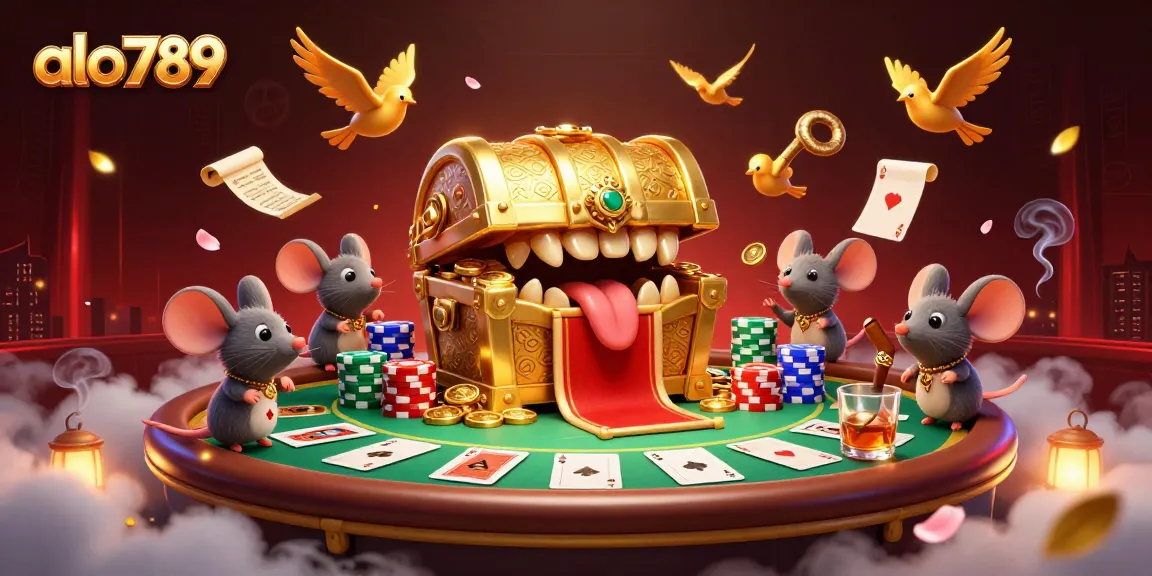 Engage with alo789’s thrilling gaming scene featuring treasure chests and poker elements for an unforgettable experience.