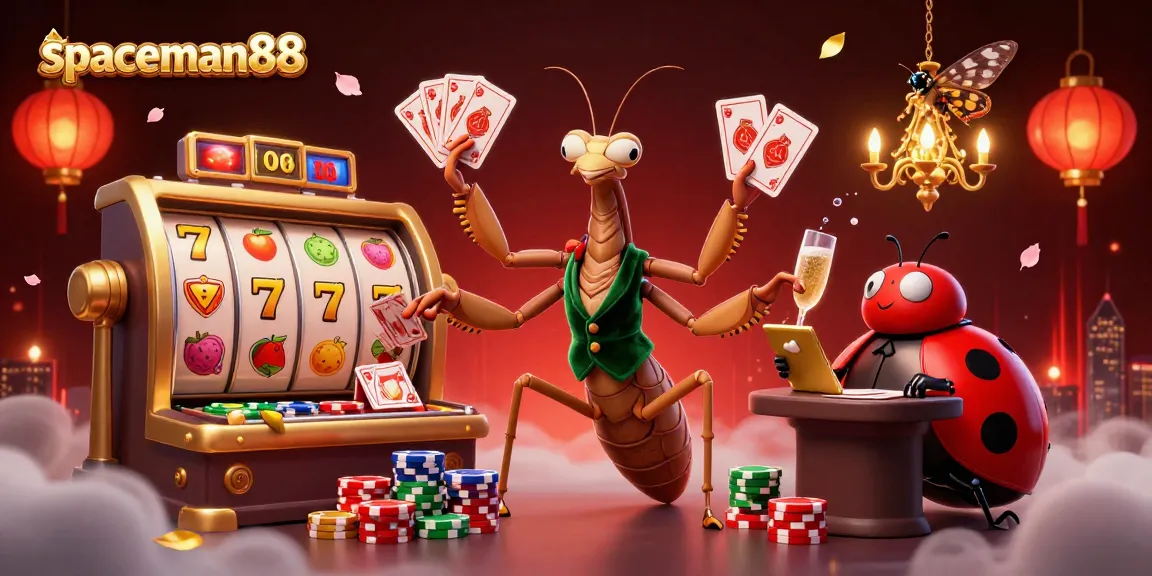 Experience the excitement of spaceman88 with vibrant 3D casino elements and characters in action.