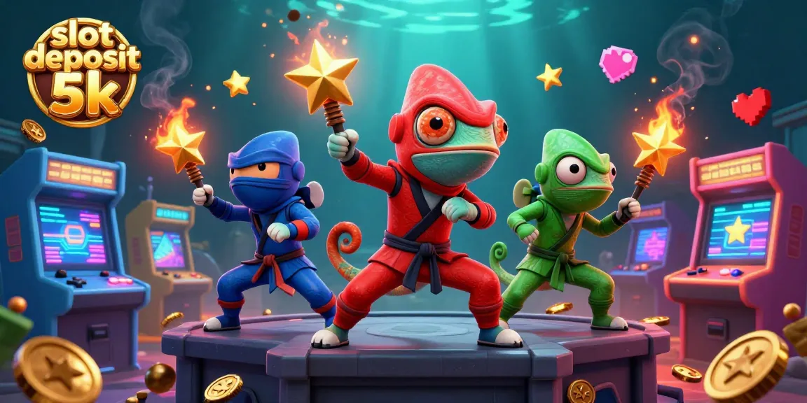 Experience vibrant action and excitement in a slot deposit 5k themed game with ninjas and arcade elements.